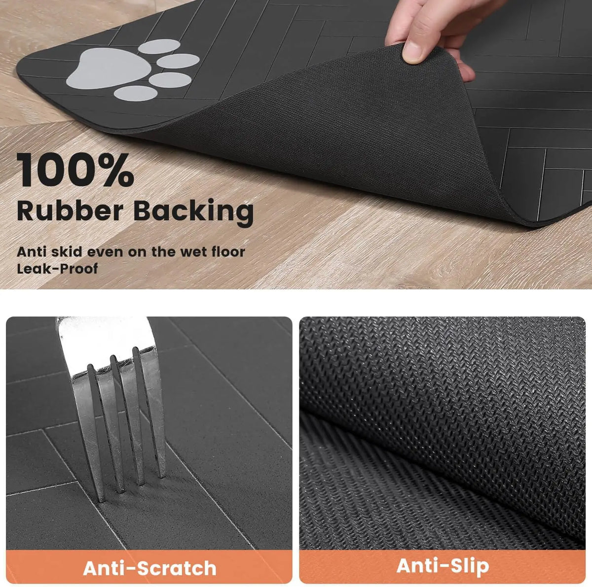Tapis d'alimentation pour animaux - Set de table absorbant pour bols d'eau et de nourriture, avec base en caoutchouc imperméable, tapis à séchage rapide pour chien et chat