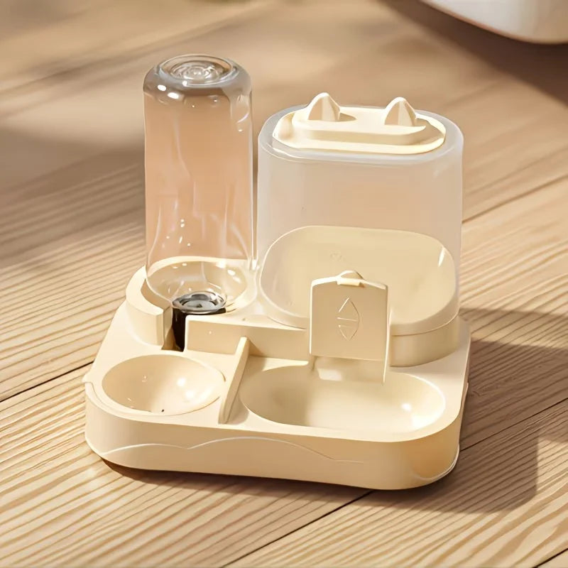 Comedouro e Bebedouro Grande 2 em 1 para Animais de Estimação, Separação de Seco e Húmido, Plástico Duradouro, Transparente, Sem Pilhas, Para Viagens de Cães e Gatos