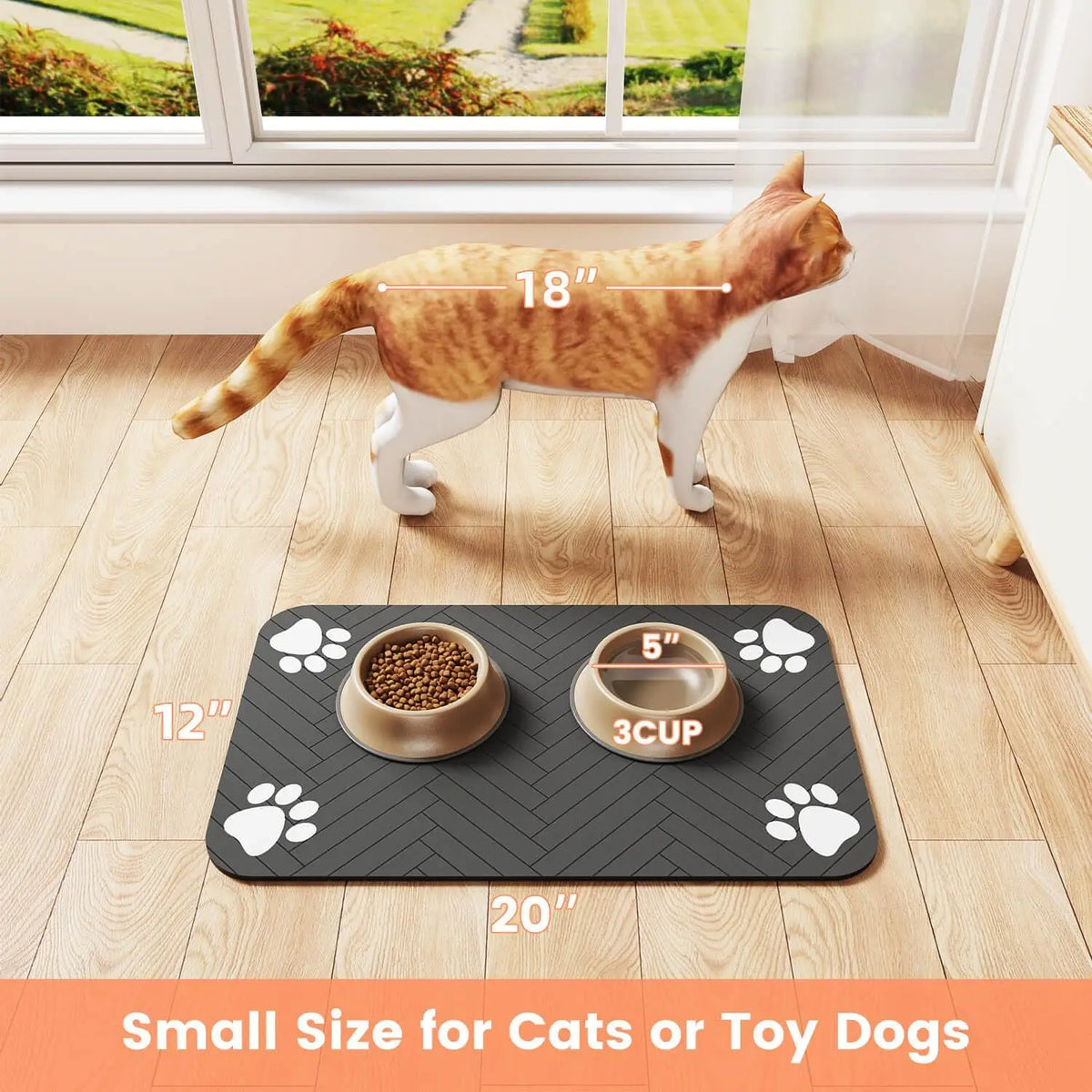 Tapis d'alimentation pour animaux - Set de table absorbant pour bols d'eau et de nourriture, avec base en caoutchouc imperméable, tapis à séchage rapide pour chien et chat