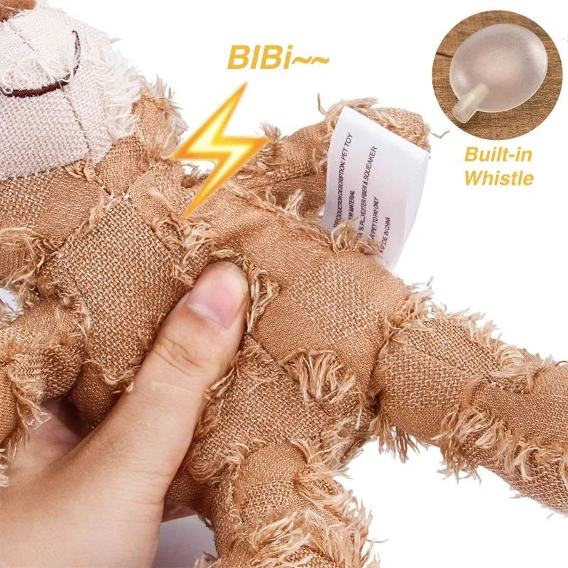 Plush Teddy Bear Sound Toy Interactive Dog Toy Teeth Grinding and Cleaning Bite-Resistant Stress Relief Toy Pet Supplies