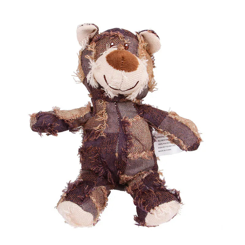 Plush Teddy Bear Sound Toy Interactive Dog Toy Teeth Grinding and Cleaning Bite-Resistant Stress Relief Toy Pet Supplies