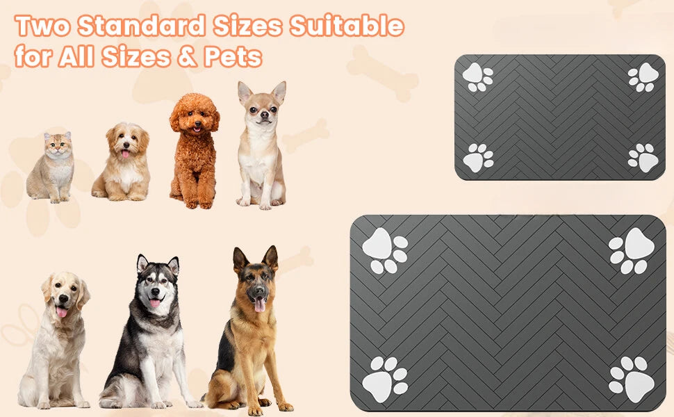 Tapis d'alimentation pour animaux - Set de table absorbant pour bols d'eau et de nourriture, avec base en caoutchouc imperméable, tapis à séchage rapide pour chien et chat