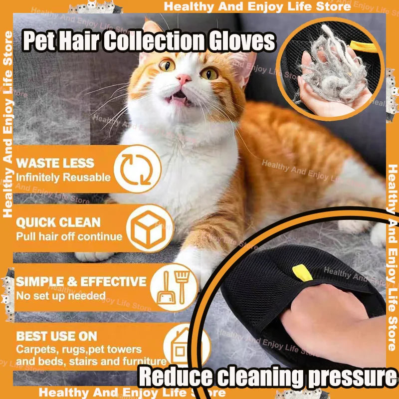 Pet Hair Cleaning and Collection Gloves Pet Double-Sided Multi-Functional Grooming Glove Tool Reduce the Pressure of Pet Ownership