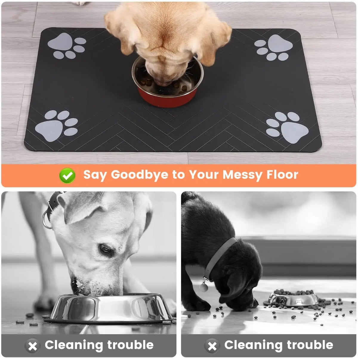 Tapis d'alimentation pour animaux - Set de table absorbant pour bols d'eau et de nourriture, avec base en caoutchouc imperméable, tapis à séchage rapide pour chien et chat