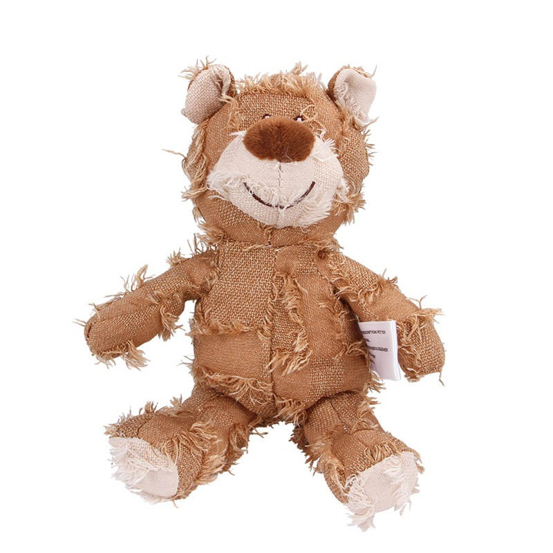 Plush Teddy Bear Sound Toy Interactive Dog Toy Teeth Grinding and Cleaning Bite-Resistant Stress Relief Toy Pet Supplies