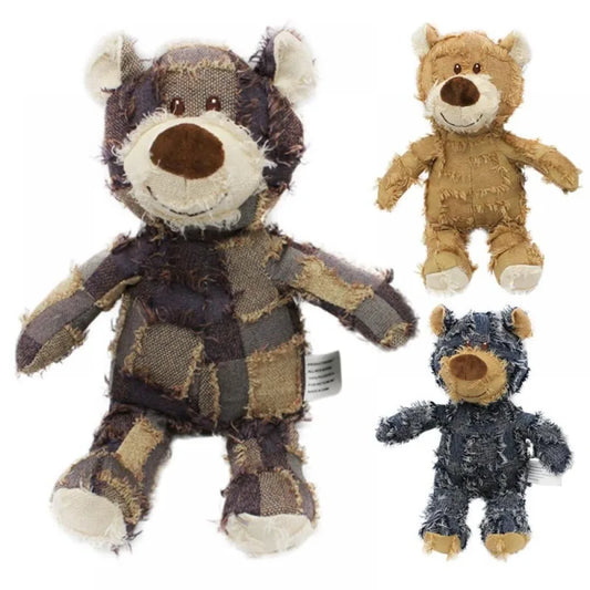 Plush Teddy Bear Sound Toy Interactive Dog Toy Teeth Grinding and Cleaning Bite-Resistant Stress Relief Toy Pet Supplies