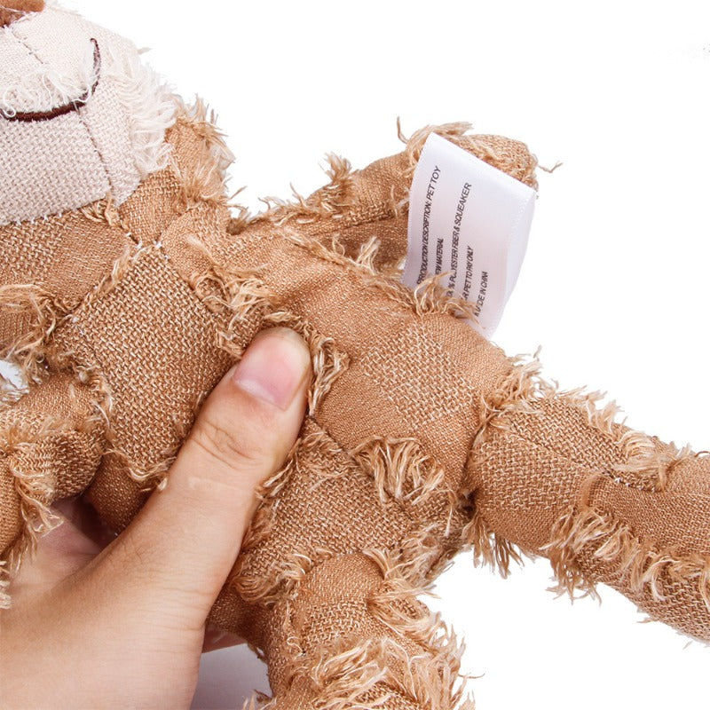 Plush Teddy Bear Sound Toy Interactive Dog Toy Teeth Grinding and Cleaning Bite-Resistant Stress Relief Toy Pet Supplies