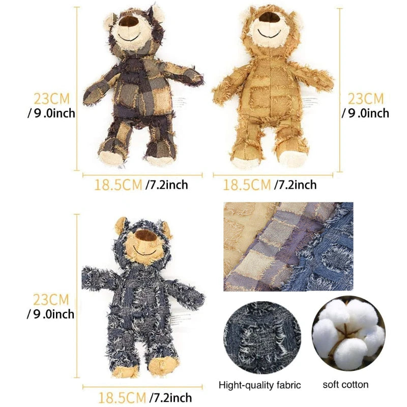 Plush Teddy Bear Sound Toy Interactive Dog Toy Teeth Grinding and Cleaning Bite-Resistant Stress Relief Toy Pet Supplies