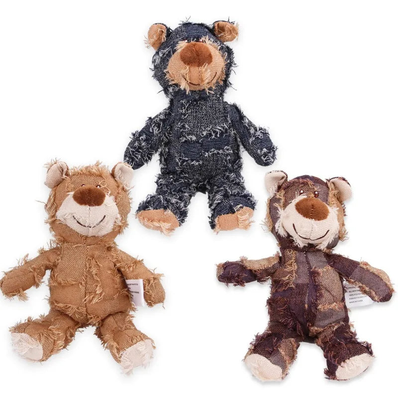 Plush Teddy Bear Sound Toy Interactive Dog Toy Teeth Grinding and Cleaning Bite-Resistant Stress Relief Toy Pet Supplies