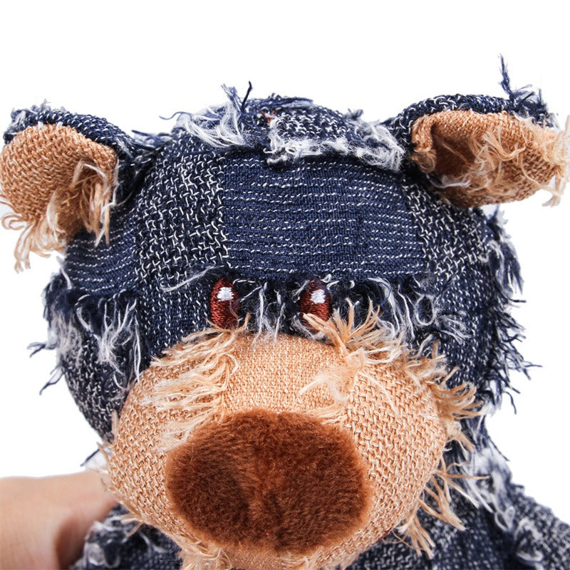 Plush Teddy Bear Sound Toy Interactive Dog Toy Teeth Grinding and Cleaning Bite-Resistant Stress Relief Toy Pet Supplies