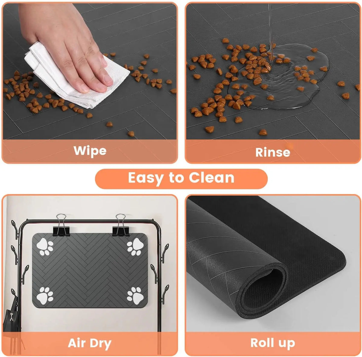 Tapis d'alimentation pour animaux - Set de table absorbant pour bols d'eau et de nourriture, avec base en caoutchouc imperméable, tapis à séchage rapide pour chien et chat