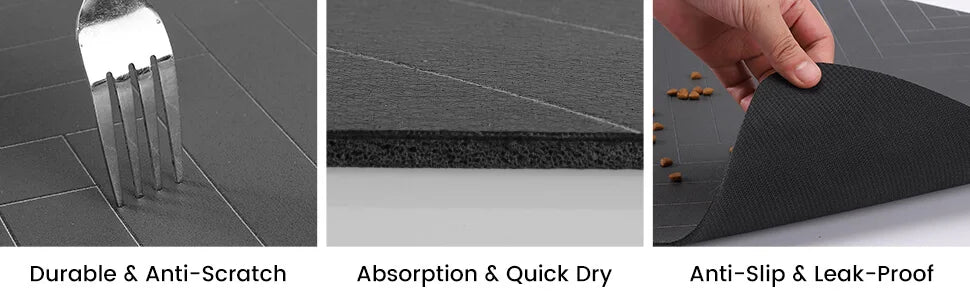 Tapis d'alimentation pour animaux - Set de table absorbant pour bols d'eau et de nourriture, avec base en caoutchouc imperméable, tapis à séchage rapide pour chien et chat