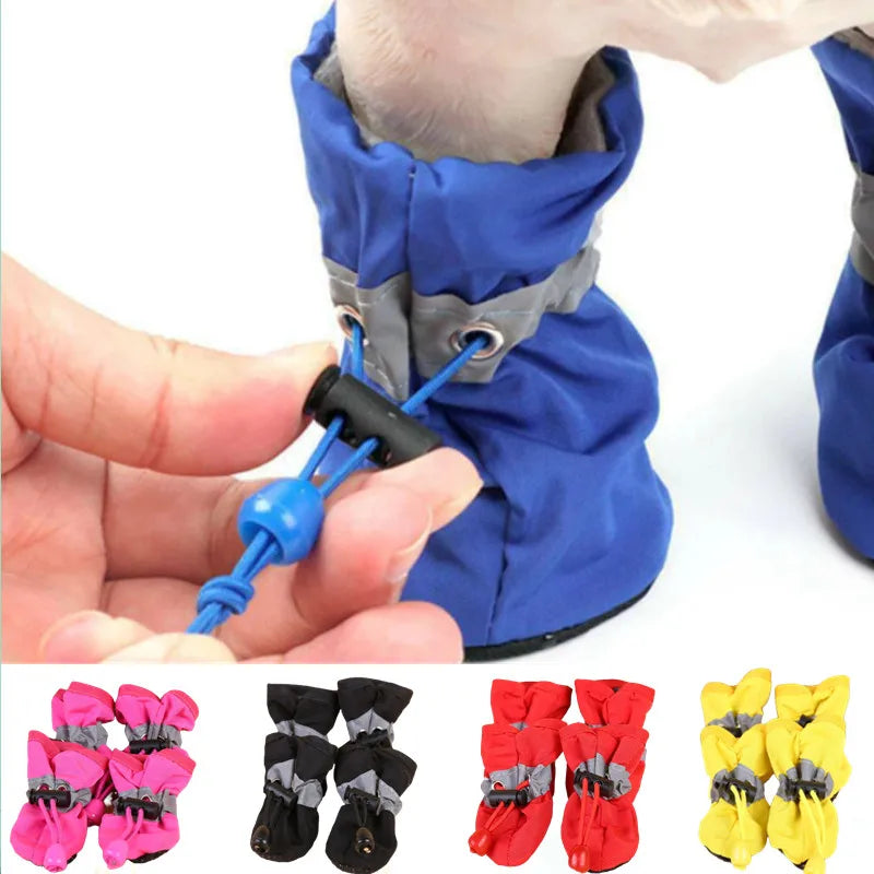 Lot de 4 chaussures imperméables pour chien : bottines de pluie antidérapantes pour petits chiens, chiots et chats, accessoires pour pattes d'animaux