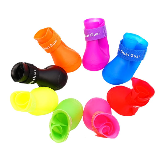 Pet Silicone Rain Shoes Anti-Dirty Non-Slip Waterproof Dog Shoes Soft Sole Footwear for Small Dogs, Cats, and Teddy Dogs