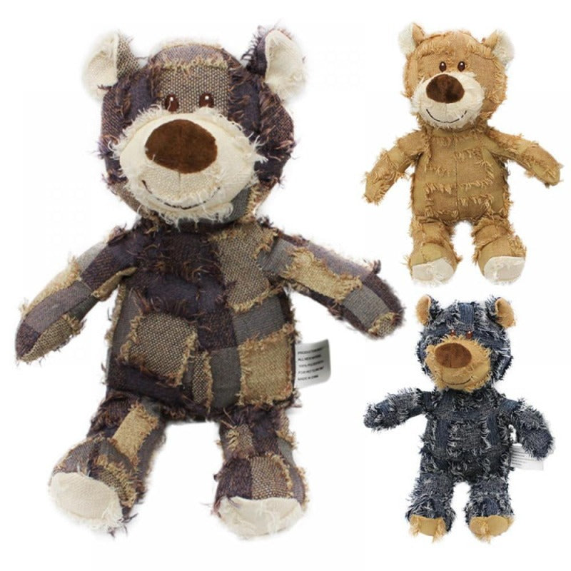 Plush Teddy Bear Sound Toy Interactive Dog Toy Teeth Grinding and Cleaning Bite-Resistant Stress Relief Toy Pet Supplies