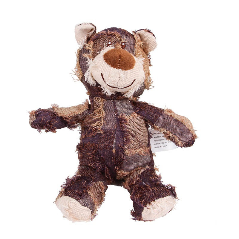 Plush Teddy Bear Sound Toy Interactive Dog Toy Teeth Grinding and Cleaning Bite-Resistant Stress Relief Toy Pet Supplies
