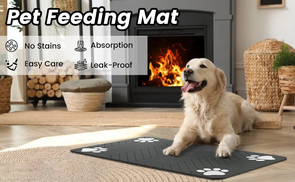 Tapis d'alimentation pour animaux - Set de table absorbant pour bols d'eau et de nourriture, avec base en caoutchouc imperméable, tapis à séchage rapide pour chien et chat