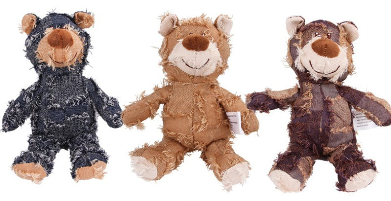 Plush Teddy Bear Sound Toy Interactive Dog Toy Teeth Grinding and Cleaning Bite-Resistant Stress Relief Toy Pet Supplies
