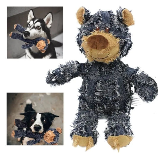 Plush Teddy Bear Sound Toy Interactive Dog Toy Teeth Grinding and Cleaning Bite-Resistant Stress Relief Toy Pet Supplies