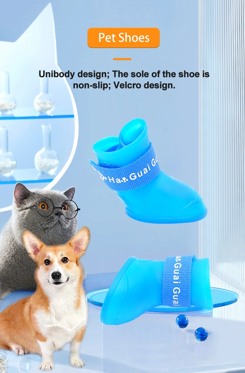 Chaussures de pluie en silicone pour animaux, anti-salissures, antidérapantes, imperméables, souples, pour petits chiens, chats et Teddy.