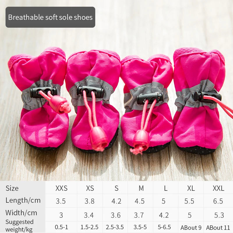 Lot de 4 chaussures imperméables pour chien : bottines de pluie antidérapantes pour petits chiens, chiots et chats, accessoires pour pattes d'animaux